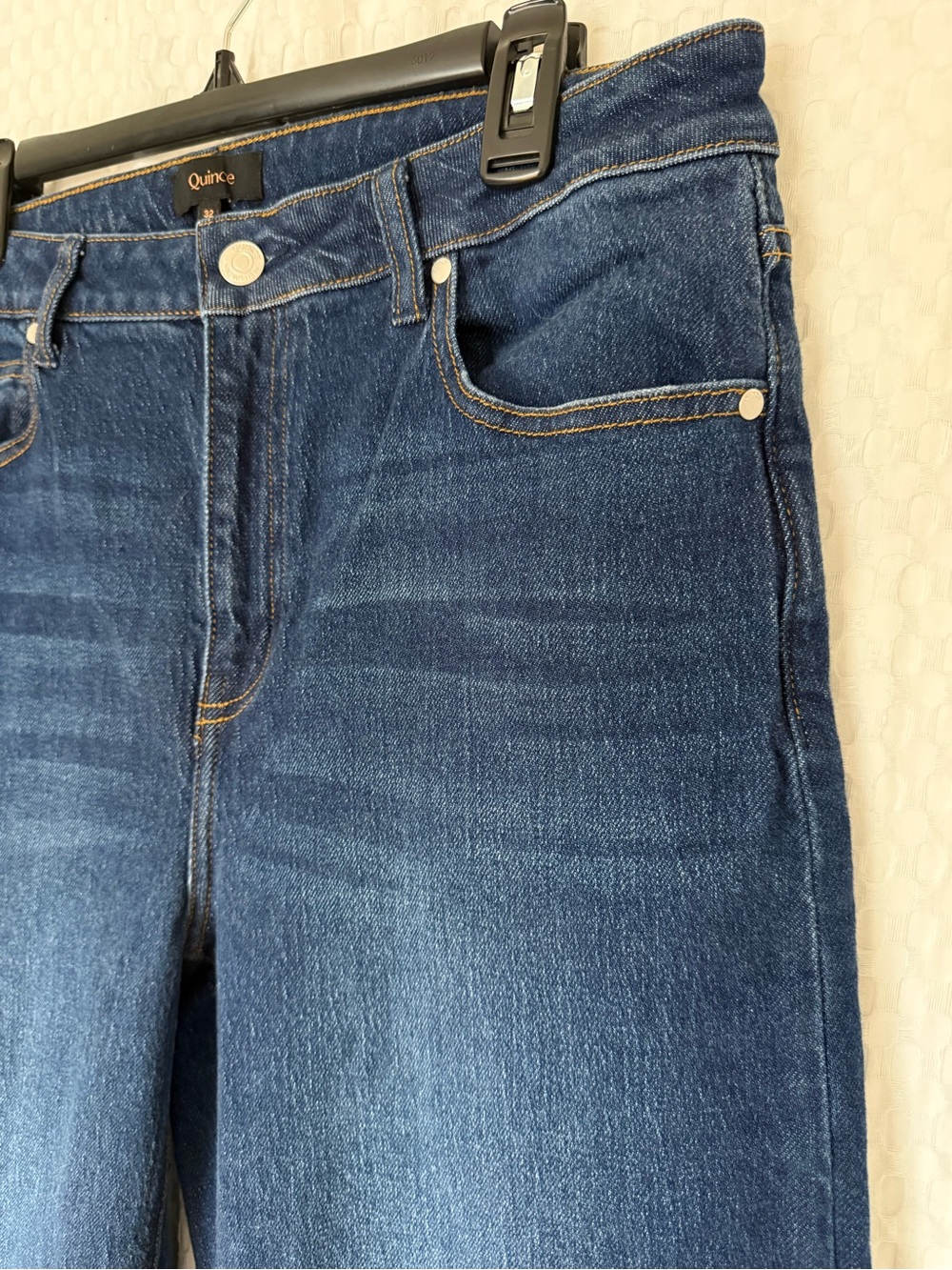 Quince Bella Stretch Relaxed Straight Jeans Stormy Blue 32 High Rise - Picture 4 of 8